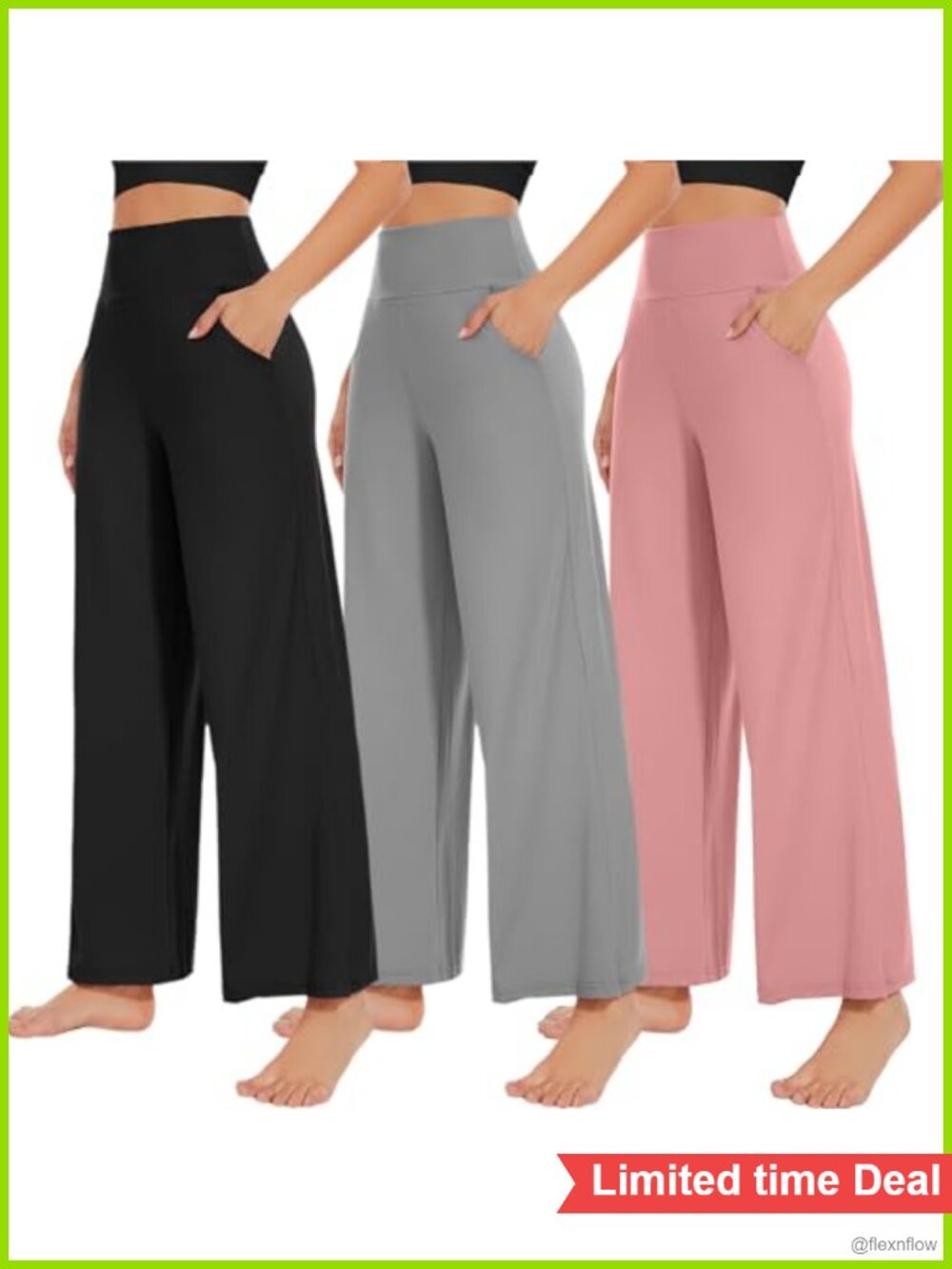3 Pack Women's Wide Leg Pants with Pockets High Waist Loose Sweatpants Lounge